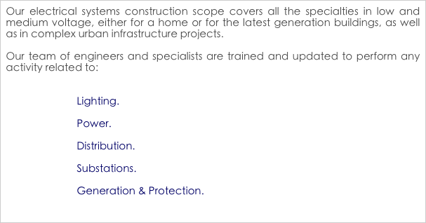 Our electrical systems construction scope